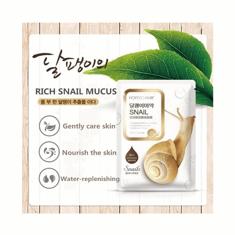 10pcs/Lot Snail Essence Facial Mask Skin Care Face Mask Whitening Hydrating Moisturising Mask Korean Tender Skin And Soft Skin